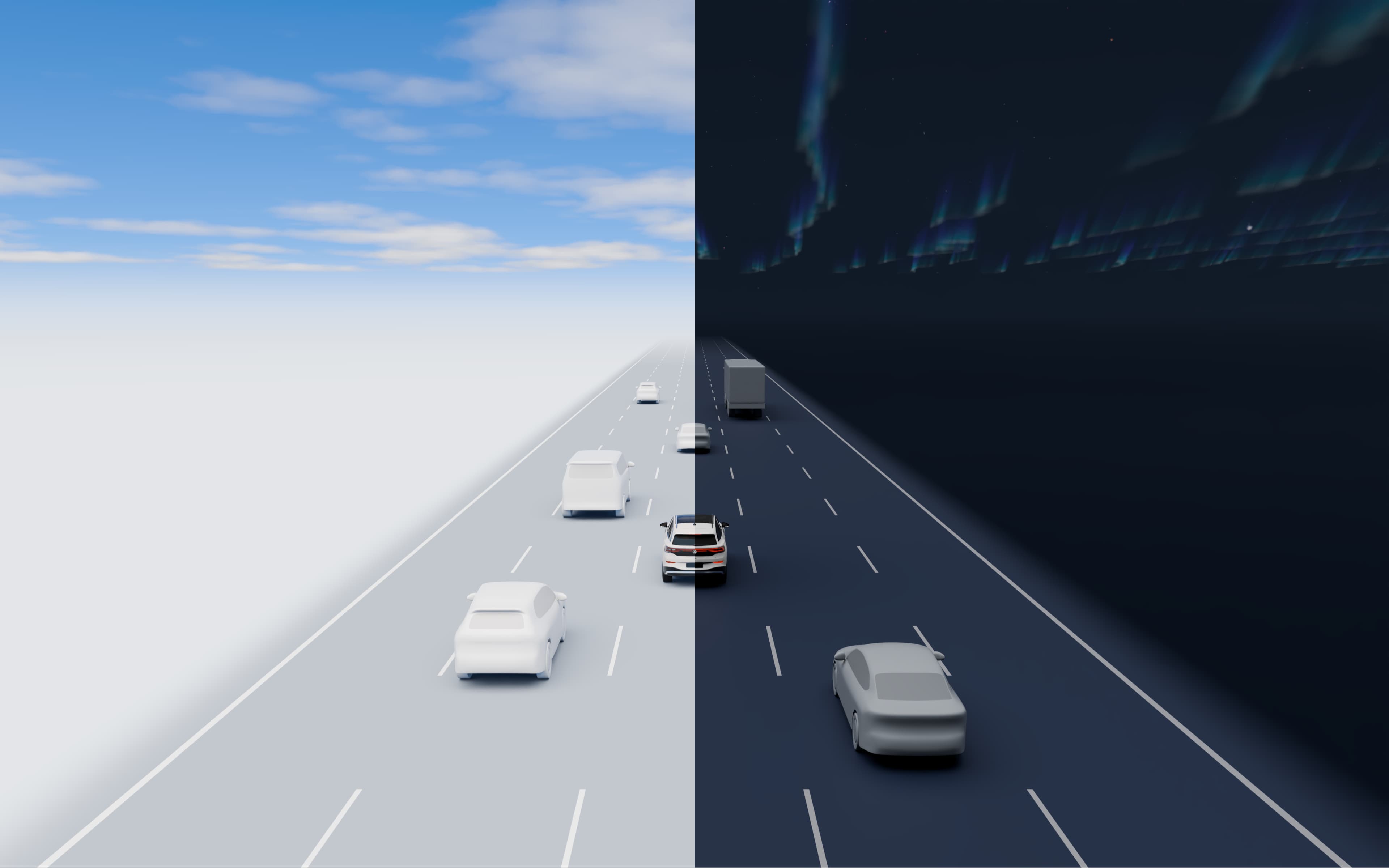 昼夜道路环境对比